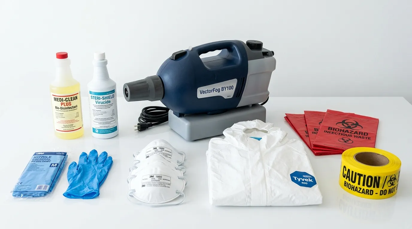 Professional biohazard remediation crew working in Patterson