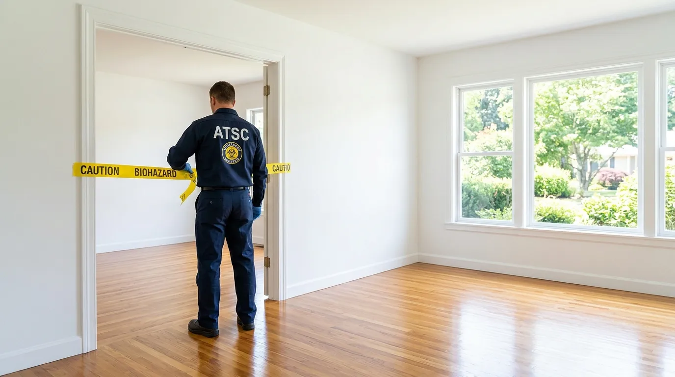 Certified biohazard cleanup crew performing Trauma Scene Cleanup in Patterson